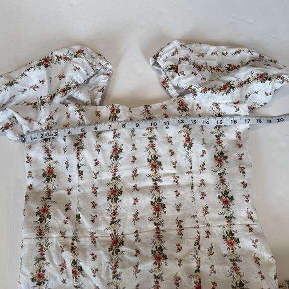 Reformation Lacey Dress Sz 12 White Floral Tie Back Smocked Spring Easter Bridal - Picture 14 of 16